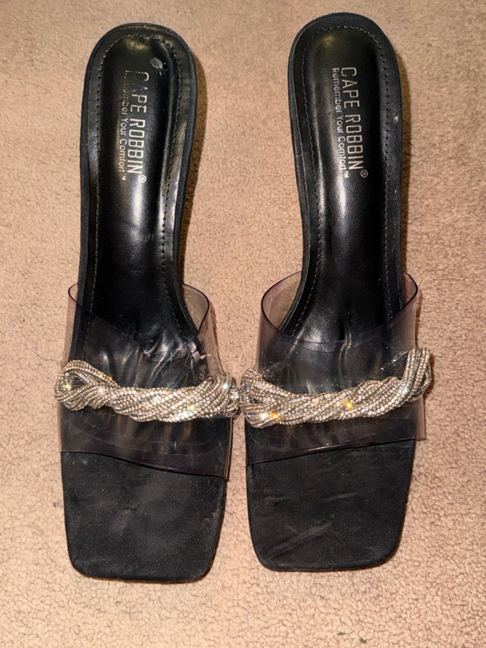 Cape Robbin Black Jeweled Mule Slides